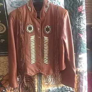 Leather fringe jacket